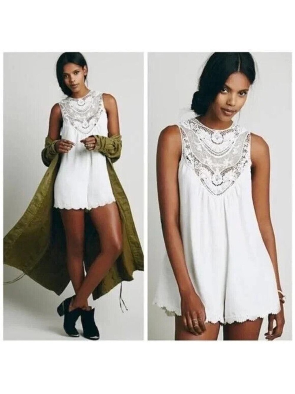 Jenn’s Pirate Booty for Free People White Lace Yoke Sleeveless Romper